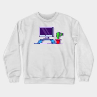 Workspace Cartoon Illustration Crewneck Sweatshirt